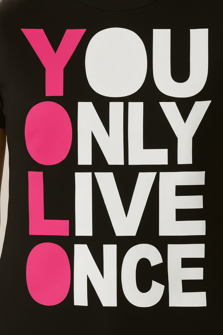 WOMEN'S BLACK YOU ONLY LIVE ONCE REGULAR FIT TSHIRT