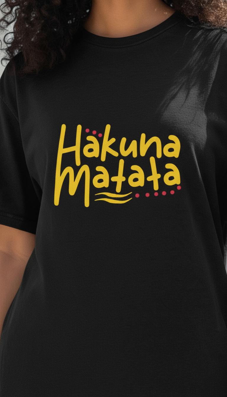 WOMEN'S BLACK HAKUNA MATATA REGULAR FT TSHIRT