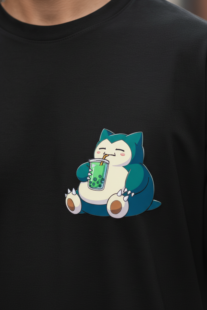 UNISEX BLACK CHILL SNORLAX OVERSIZE FIT TSHIRT