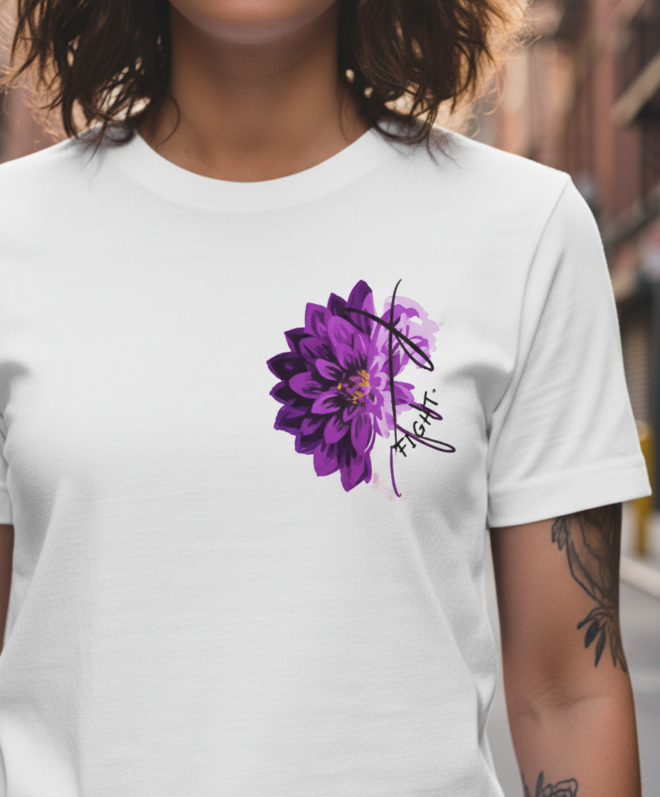 WOMEN'S WHITE PURPLE FAITH REGULAR FIT TSHIRT