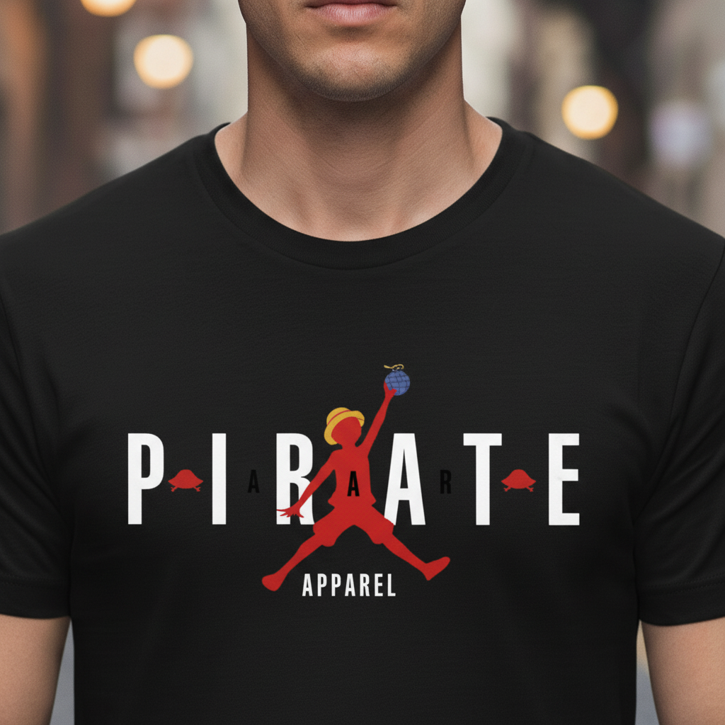 UNISEX BLACK MUGIWARA PIRATE REGULAR FIT TSHIRT