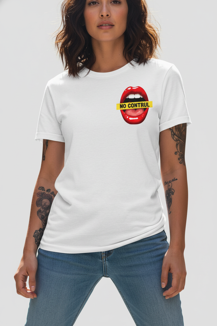 WOMEN'S WHITE NO CONTROL REFULAR FIT TSHIRT