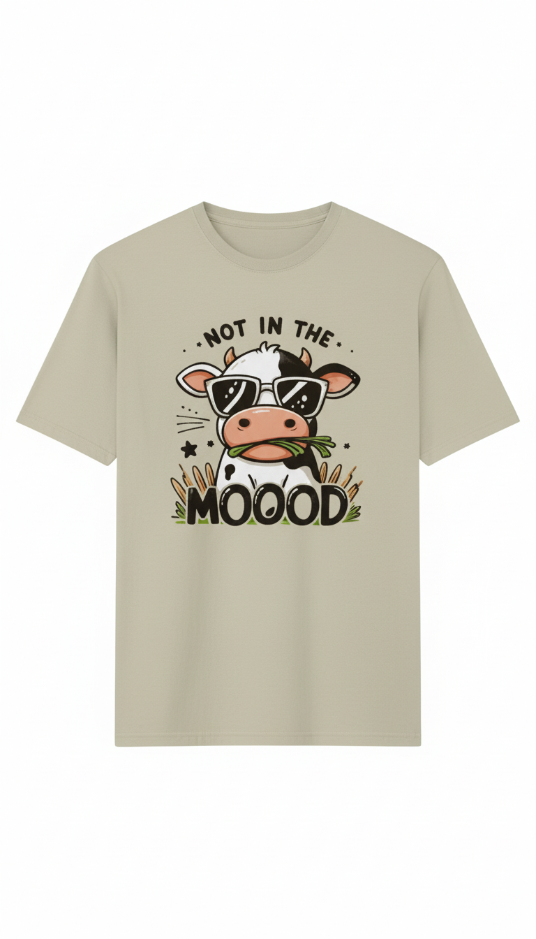 UNISEX BEIGE  NOT IN THE MOOOD OVERSIZE FIT TSHIRT