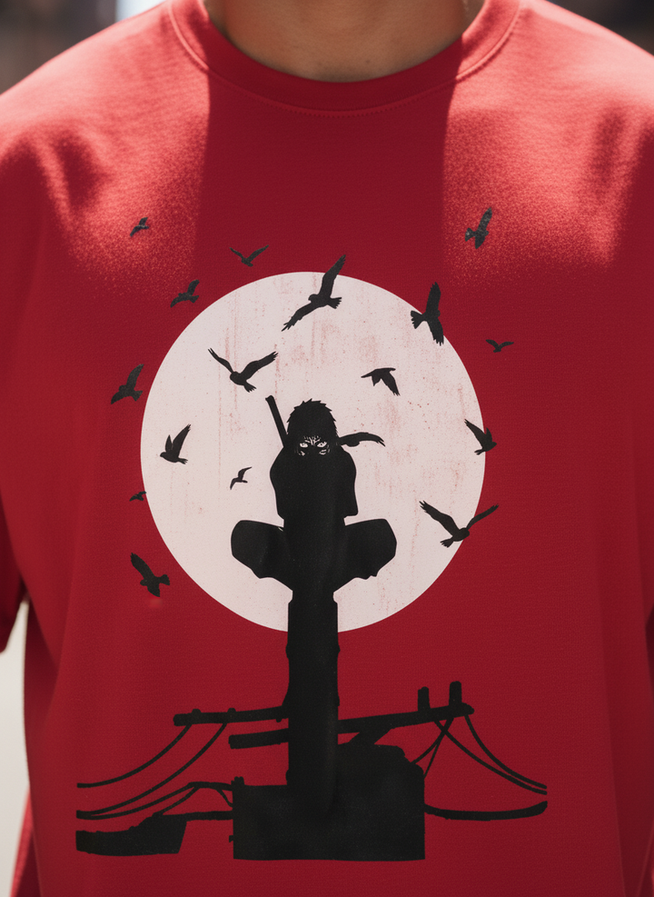 UNISEX RED ITACHI GENJUTSU OVERSIZE FIT TSHIRT