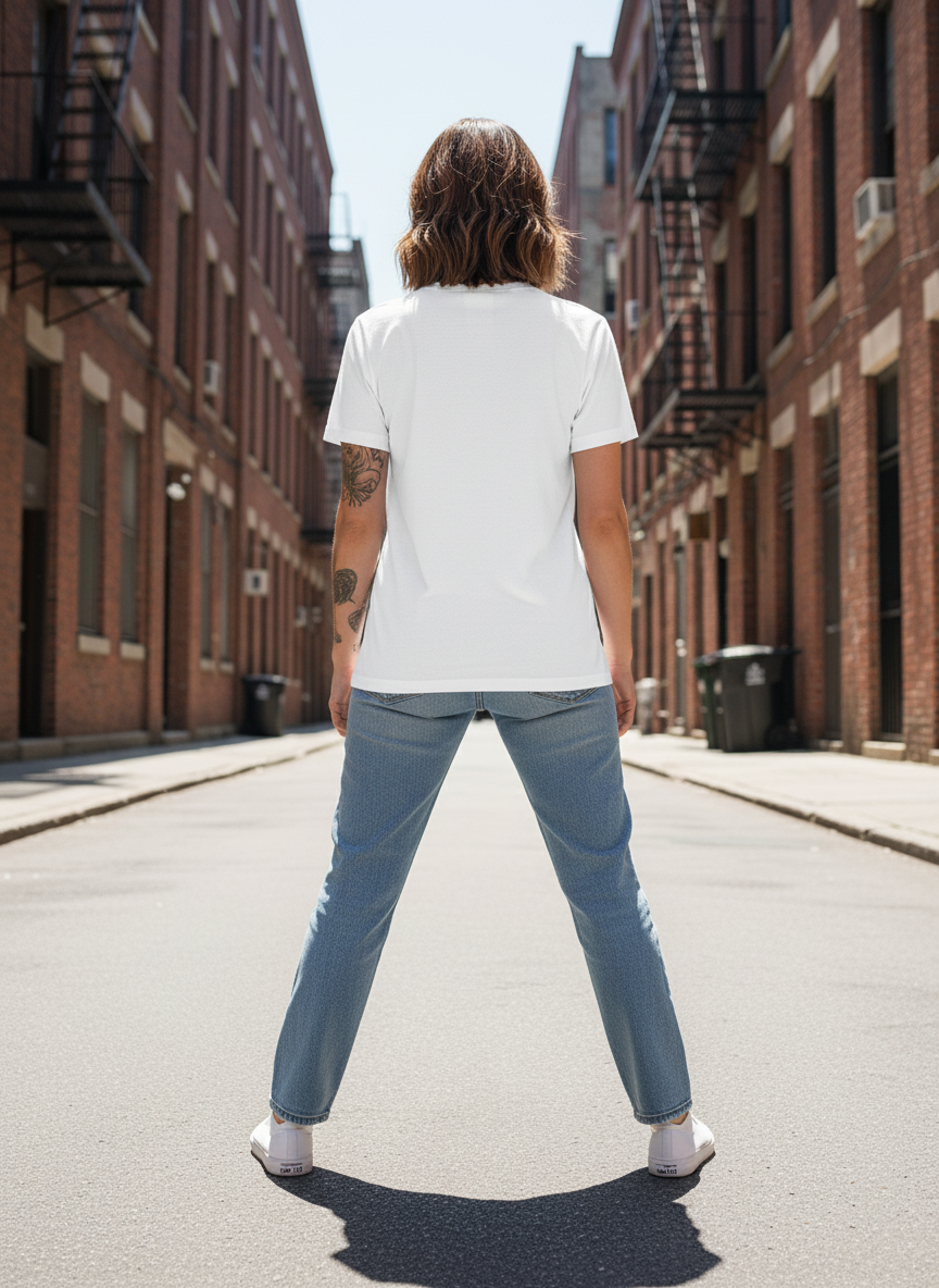 WOMEN'S WHITE GIRL WITH STYLE REGULAR FIT TSHIRT