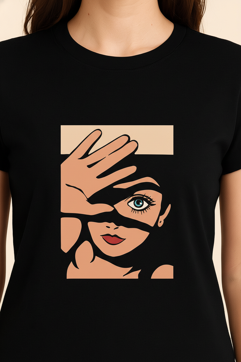 WOMEN'S BLACK SUN_KISSED REGUALR FIT TSHIRT