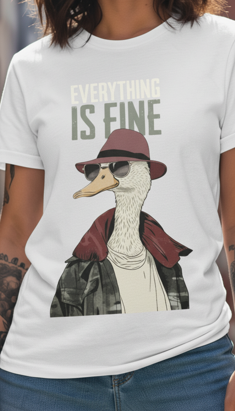 WOMEN'S WHITE EVERYTHING IS FINE REGULAR FIT TSHIRT