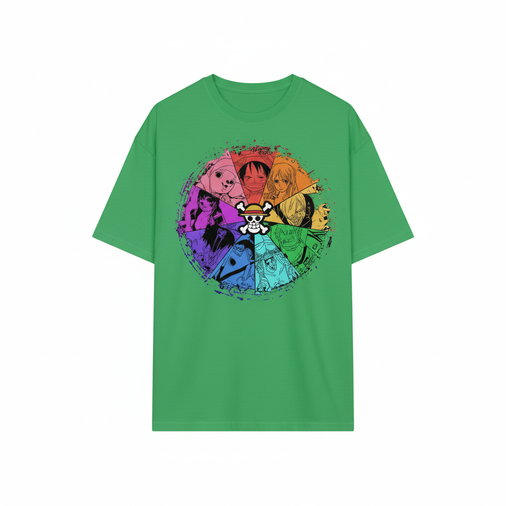 UNISEX GREEN STRAWHATS CREW OVERSIZE FIT TSHIRT