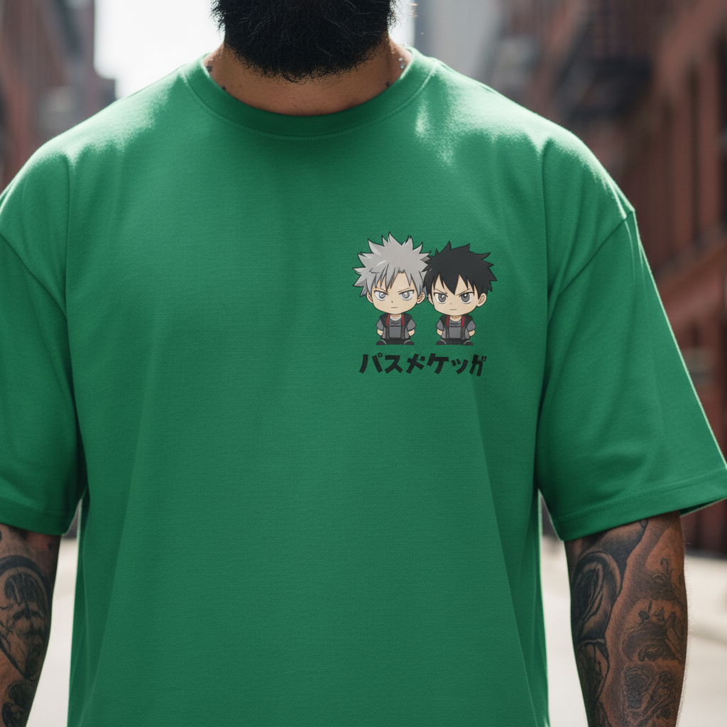 UNISEX GREEN BOKUTO AND AKAASHI OVERSIZE FIT TSHRT