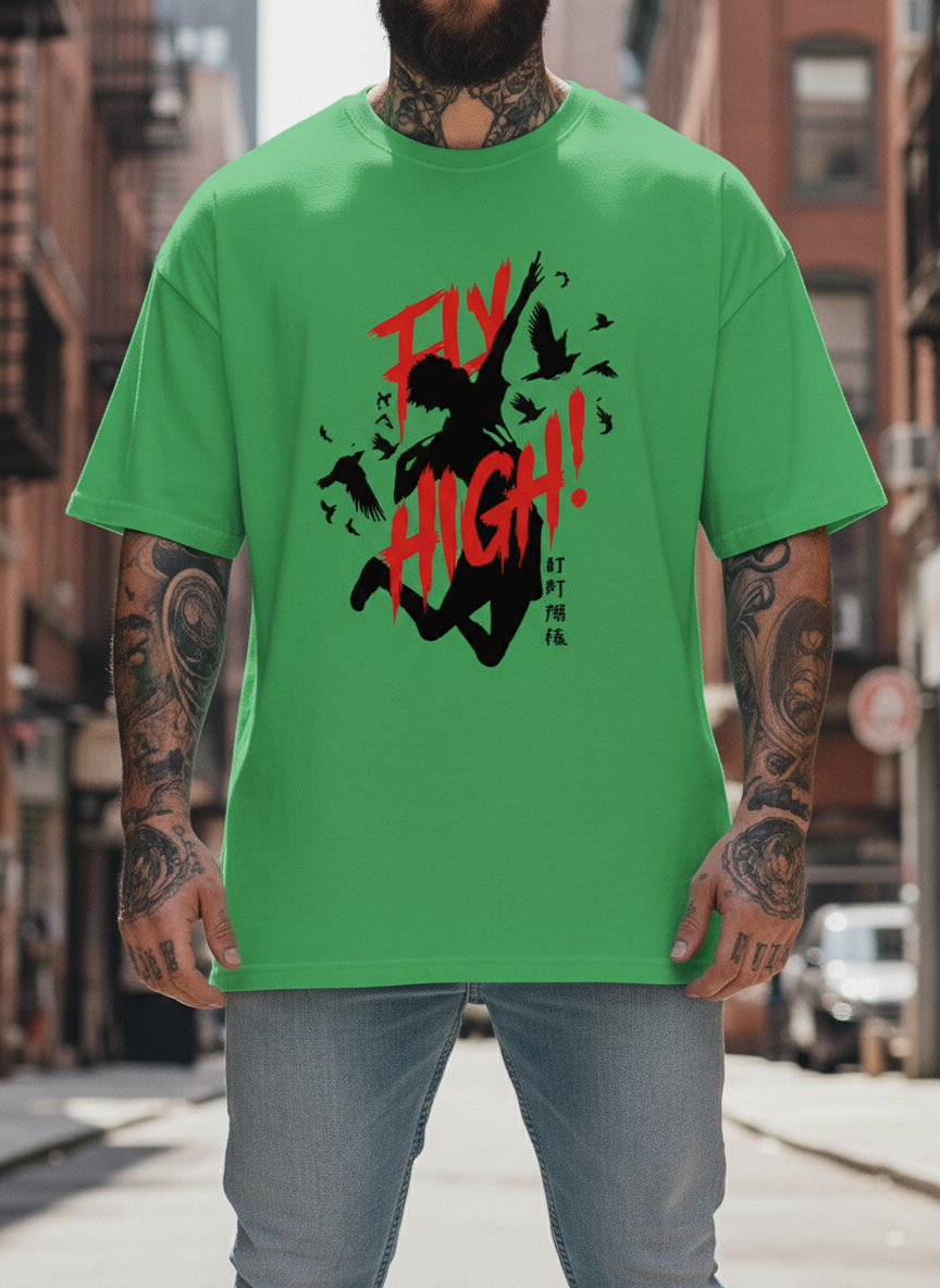 UNISEX GREEN FLY HIGH - HAIKYUU OVERIZE FIT TSHIRT