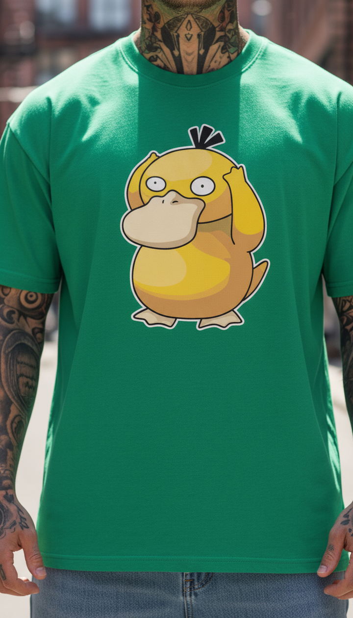 UNISEX GREEN FREAKY PSYDUCK OVERSIZE FIT TSHIRT