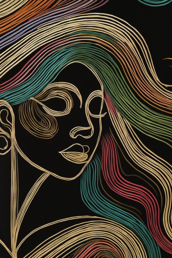 WOMEN'S BLACK  ABSTRACT BEAUTY REULAR FIT TSHRT