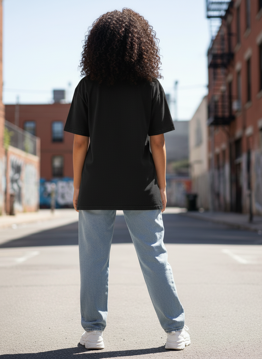 WOMEN'S BLACK ONE DAY AT A TIME REGULAR FIT TSHIRT