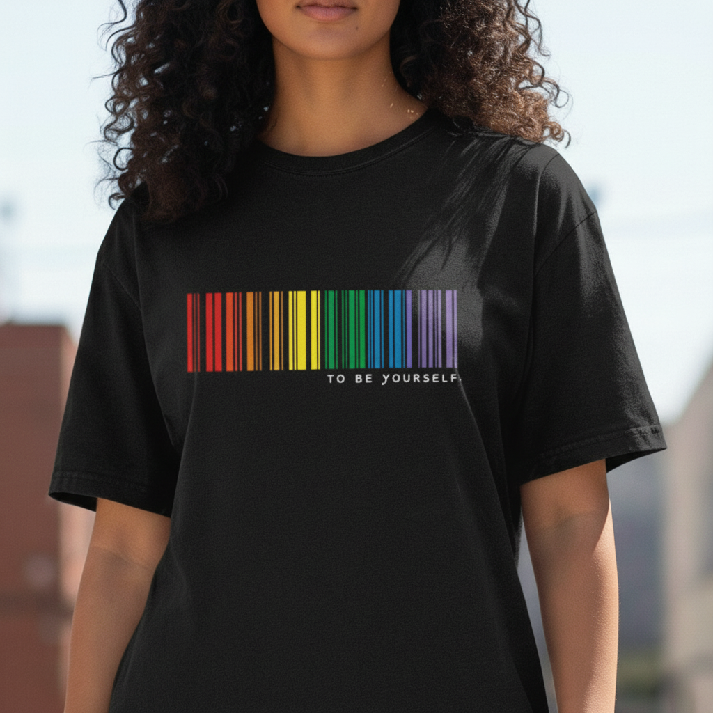 WOMEN'S BLACK BE YOURSELF REGULAR FIT TSHIRT