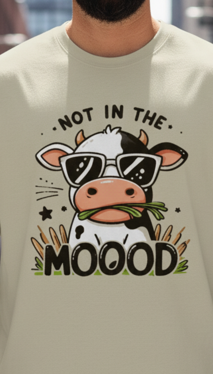 UNISEX BEIGE  NOT IN THE MOOOD OVERSIZE FIT TSHIRT